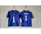 Women's New York Giants #1 Malik Nabers Blue F.U.S.E. Vapor Limited Stitched Jersey