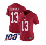 Women's New York Giants #13 Odell Beckham Jr Red Limited Red Inverted Legend 100th Season Football Jersey