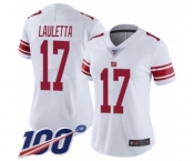 Women's New York Giants #17 Kyle Lauletta White Vapor Untouchable Limited Player 100th Season Football Jersey