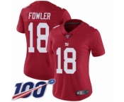 Women's New York Giants #18 Bennie Fowler Red Limited Red Inverted Legend 100th Season Football Jersey