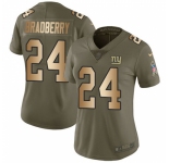 Women's New York Giants #24 James Bradberry Olive Gold Stitched Limited 2017 Salute To Service Jersey