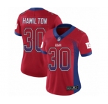 Women's New York Giants #30 Antonio Hamilton Limited Red Rush Drift Fashion Football Jersey