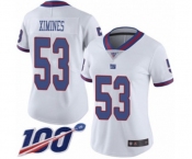 Women's New York Giants #53 Oshane Ximines Limited White Rush Vapor Untouchable 100th Season Football Jersey