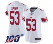 Women's New York Giants #53 Oshane Ximines White Vapor Untouchable Limited Player 100th Season Football Jersey
