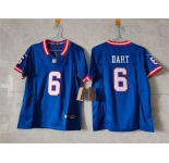 Women's New York Giants #6 Jaxson Dart Blue F.U.S.E. Throwback Limited Stitched Jersey
