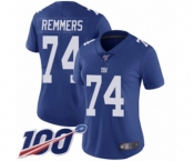 Women's New York Giants #74 Mike Remmers Royal Blue Team Color Vapor Untouchable Limited Player 100th Season Football Jersey