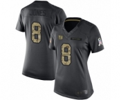 Women's New York Giants #8 Daniel Jones Limited Black 2016 Salute to Service Football Jersey