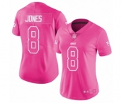 Women's New York Giants #8 Daniel Jones Limited Pink Rush Fashion Football Jersey