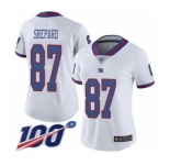 Women's New York Giants #87 Sterling Shepard Limited White Rush Vapor Untouchable 100th Season Football Jersey