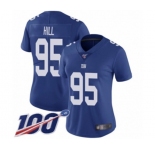 Women's New York Giants #95 B.J. Hill Royal Blue Team Color Vapor Untouchable Limited Player 100th Season Football Jersey