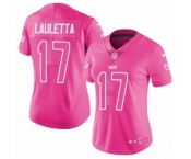 Women's Nike New York Giants #17 Kyle Lauletta Limited Pink Rush Fashion NFL Jersey
