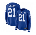 Women's Nike New York Giants #21 Landon Collins Limited Royal Blue Therma Long Sleeve NFL Jersey