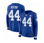 Women's Nike New York Giants #44 Doug Kotar Limited Royal Blue Therma Long Sleeve NFL Jersey
