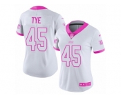 Women's Nike New York Giants #45 Will Tye Limited White-Pink Rush Fashion NFL Jersey