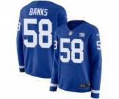 Women's Nike New York Giants #58 Carl Banks Limited Royal Blue Therma Long Sleeve NFL Jersey