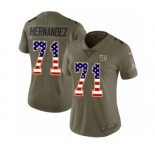 Women's Nike New York Giants #71 Will Hernandez Limited Olive USA Flag 2017 Salute to Service NFL Jersey