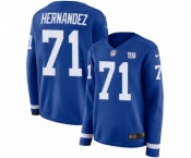 Women's Nike New York Giants #71 Will Hernandez Limited Royal Blue Therma Long Sleeve NFL Jersey