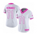 Women's Nike New York Giants #71 Will Hernandez Limited White Pink Rush Fashion NFL Jersey