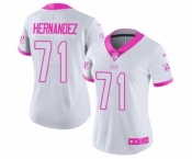 Women's Nike New York Giants #71 Will Hernandez Limited White Pink Rush Fashion NFL Jersey