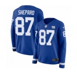 Women's Nike New York Giants #87 Sterling Shepard Limited Royal Blue Therma Long Sleeve NFL Jersey