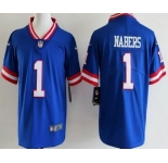 Youth New York Giants #1 Malik Nabers Limited Blue Classic Vapor Jersey