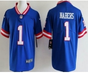 Youth New York Giants #1 Malik Nabers Limited Blue Classic Vapor Jersey