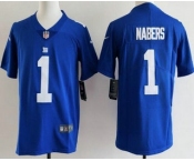 Youth New York Giants #1 Malik Nabers Limited Blue Vapor Jersey