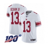 Youth New York Giants #13 Odell Beckham Jr White Vapor Untouchable Limited Player 100th Season Football Jersey