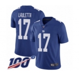 Youth New York Giants #17 Kyle Lauletta Royal Blue Team Color Vapor Untouchable Limited Player 100th Season Football Jersey