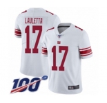 Youth New York Giants #17 Kyle Lauletta White Vapor Untouchable Limited Player 100th Season Football Jersey