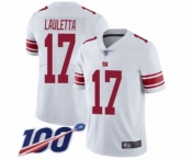 Youth New York Giants #17 Kyle Lauletta White Vapor Untouchable Limited Player 100th Season Football Jersey