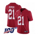 Youth New York Giants #21 Jabrill Peppers Red Limited Red Inverted Legend 100th Season Football Jersey