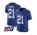 Youth New York Giants #21 Jabrill Peppers Royal Blue Team Color Vapor Untouchable Limited Player 100th Season Football Jersey
