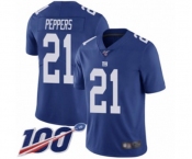 Youth New York Giants #21 Jabrill Peppers Royal Blue Team Color Vapor Untouchable Limited Player 100th Season Football Jersey