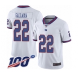 Youth New York Giants #22 Wayne Gallman Limited White Rush Vapor Untouchable 100th Season Football Jersey