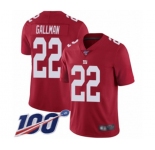 Youth New York Giants #22 Wayne Gallman Red Limited Red Inverted Legend 100th Season Football Jersey