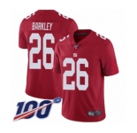 Youth New York Giants #26 Saquon Barkley Red Limited Red Inverted Legend 100th Season Football Jersey
