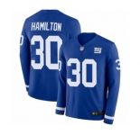 Youth New York Giants #30 Antonio Hamilton Limited Royal Blue Therma Long Sleeve Football Jersey