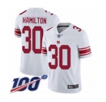 Youth New York Giants #30 Antonio Hamilton White Vapor Untouchable Limited Player 100th Season Football Jersey