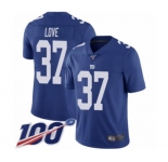 Youth New York Giants #37 Julian Love Royal Blue Team Color Vapor Untouchable Limited Player 100th Season Football Jersey