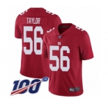 Youth New York Giants #56 Lawrence Taylor Red Limited Red Inverted Legend 100th Season Football Jersey