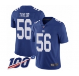 Youth New York Giants #56 Lawrence Taylor Royal Blue Team Color Vapor Untouchable Limited Player 100th Season Football Jersey