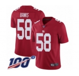 Youth New York Giants #58 Carl Banks Red Limited Red Inverted Legend 100th Season Football Jersey