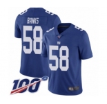 Youth New York Giants #58 Carl Banks Royal Blue Team Color Vapor Untouchable Limited Player 100th Season Football Jersey