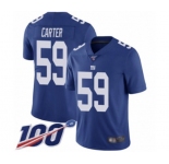 Youth New York Giants #59 Lorenzo Carter Royal Blue Team Color Vapor Untouchable Limited Player 100th Season Football Jersey