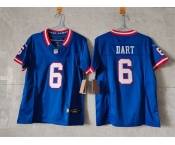 Youth New York Giants #6 Jaxson Dart Blue 2025 Draft F.U.S.E. Throwback Untouchable Limited Stitched Jersey