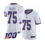 Youth New York Giants #75 Jon Halapio Limited White Rush Vapor Untouchable 100th Season Football Jersey