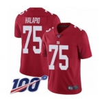 Youth New York Giants #75 Jon Halapio Red Limited Red Inverted Legend 100th Season Football Jersey