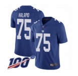 Youth New York Giants #75 Jon Halapio Royal Blue Team Color Vapor Untouchable Limited Player 100th Season Football Jersey