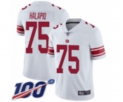 Youth New York Giants #75 Jon Halapio White Vapor Untouchable Limited Player 100th Season Football Jersey